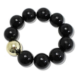 110124, CHUNKY MARBLE BEADED STRETCH BRACELET WITH GOLD ACCENT