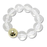 110124, CHUNKY MARBLE BEADED STRETCH BRACELET WITH GOLD ACCENT
