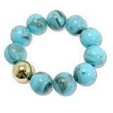 110124, CHUNKY MARBLE BEADED STRETCH BRACELET WITH GOLD ACCENT