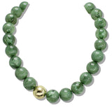 110125, CHUNKY MARBLE BEADED NECKLACE WITH GOLD ACCENT