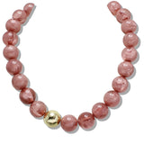 110125, CHUNKY MARBLE BEADED NECKLACE WITH GOLD ACCENT