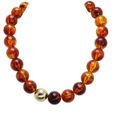 110125, CHUNKY MARBLE BEADED NECKLACE WITH GOLD ACCENT