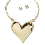 110128, BOLD HEART METAL STATEMENT CHOKER NECKLACE
