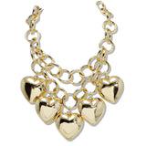 110129, CHUNKY HEART CHARM STATEMENT NECKLACE
