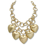 110129, CHUNKY HEART CHARM STATEMENT NECKLACE