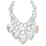 110129, CHUNKY HEART CHARM STATEMENT NECKLACE