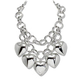 110129, CHUNKY HEART CHARM STATEMENT NECKLACE