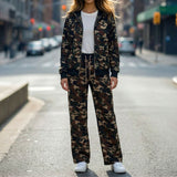 110133, SILVER BLING STUDDED CAMOUFLAGE PRINT DRAWSTRING TROUSERS PANTS