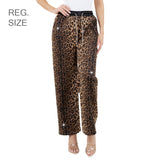 110132, SILVER BLING STUDDED LEOPARD PRINT DRAWSTRING TROUSERS PANTS