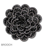 110134, GLAM RHINESTONE STUDDED FLORAL PIN BROOCH