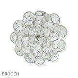 110134, GLAM RHINESTONE STUDDED FLORAL PIN BROOCH