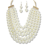 110136, MULTI LAYERED PEARL STATEMENT NECKLACE