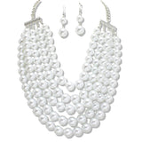 110136, MULTI LAYERED PEARL STATEMENT NECKLACE