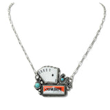 110146, WESTERN ACE PLAYING CARD COWBOY GRAPHIC PENDANT NECKLACE