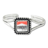 110151, WESTERN COWBOY GRAPHIC SQUARE CUFF BRACELET wholesale fashion jewelry - GOOD FEELINGS, INC