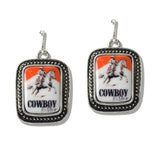 110153, WESTERN COWBOY HORSE RIDING GRAPHIC EARRING wholesale fashion jewelry - GOOD FEELINGS, INC