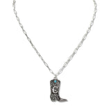 110160, WESTERN INITIAL BOOT PENDANT NECKLACE A TO L wholesale fashion jewelry - GOOD FEELINGS, INC
