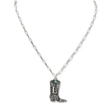 110160, WESTERN INITIAL BOOT PENDANT NECKLACE A TO L wholesale fashion jewelry - GOOD FEELINGS, INC