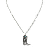 110160, WESTERN INITIAL BOOT PENDANT NECKLACE M TO T wholesale fashion jewelry - GOOD FEELINGS, INC