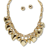 110166, PUFFY HEARTS CHARM STATEMENT NECKLACE