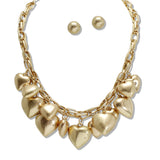 110166, PUFFY HEARTS CHARM STATEMENT NECKLACE