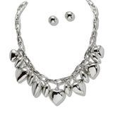 110166, PUFFY HEARTS CHARM STATEMENT NECKLACE
