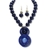 110175, ROUND SPIRAL BOLD BALL BEADED NECKLACE