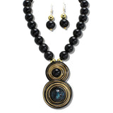 110175, ROUND SPIRAL BOLD BALL BEADED NECKLACE