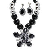 110176, FLOWER SPIRAL BEADED STATEMENT NECKLACE
