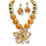 110176, FLOWER SPIRAL BEADED STATEMENT NECKLACE