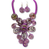 110177, FLOWER COIL SPIRAL STATEMENT NECKLACE