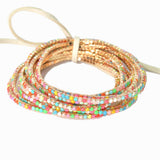 Gold Plaiting with Pave Rhinestone Multi Layered Stretch Bracelet SET - view 18