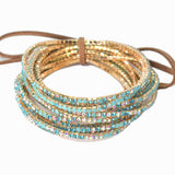 Gold Plaiting with Pave Rhinestone Multi Layered Stretch Bracelet SET - view 26