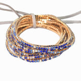 Gold Plaiting with Pave Rhinestone Multi Layered Stretch Bracelet SET - view 23