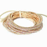 Gold Plaiting with Pave Rhinestone Multi Layered Stretch Bracelet SET - view 19