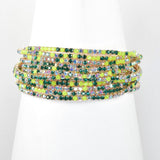 Gold Plaiting with Pave Rhinestone Multi Layered Stretch Bracelet SET - view 16