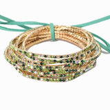 Gold Plaiting with Pave Rhinestone Multi Layered Stretch Bracelet SET - view 22