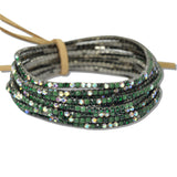 110182, HEMATITE PLAITING WITH PAVE RHINESTONE MULTI LAYERED STRETCH BRACELET SET