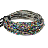 110182, HEMATITE PLAITING WITH PAVE RHINESTONE MULTI LAYERED STRETCH BRACELET SET