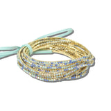 Gold Plaiting with Pave Rhinestone Multi Layered Stretch Bracelet SET - view 13