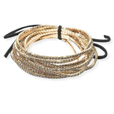 Gold Plaiting with Pave Rhinestone Multi Layered Stretch Bracelet SET - view 37