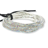 Silver Plaiting with Pave Rhinestone Multi Layered Stretch Bracelet SET - view 10