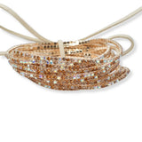 Gold Plaiting with Pave Rhinestone Multi Layered Stretch Bracelet SET - view 34