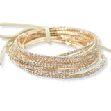 Gold Plaiting with Pave Rhinestone Multi Layered Stretch Bracelet SET - view 15