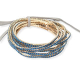 Gold Plaiting with Pave Rhinestone Multi Layered Stretch Bracelet SET - view 25
