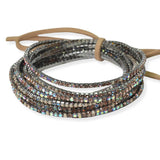 Hematite Plaiting with Pave Rhinestone Multi Layered Stretch Bracelet SET - view 8