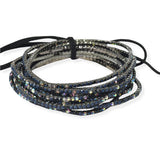 Hematite Plaiting with Pave Rhinestone Multi Layered Stretch Bracelet SET - view 14