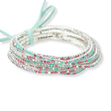 Silver Plaiting with Pave Rhinestone Multi Layered Stretch Bracelet SET - view 5