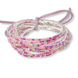 Silver Plaiting with Pave Rhinestone Multi Layered Stretch Bracelet SET - view 7