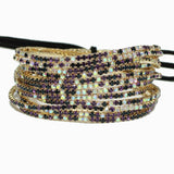 Gold Plaiting with Pave Rhinestone Multi Layered Stretch Bracelet SET - view 35